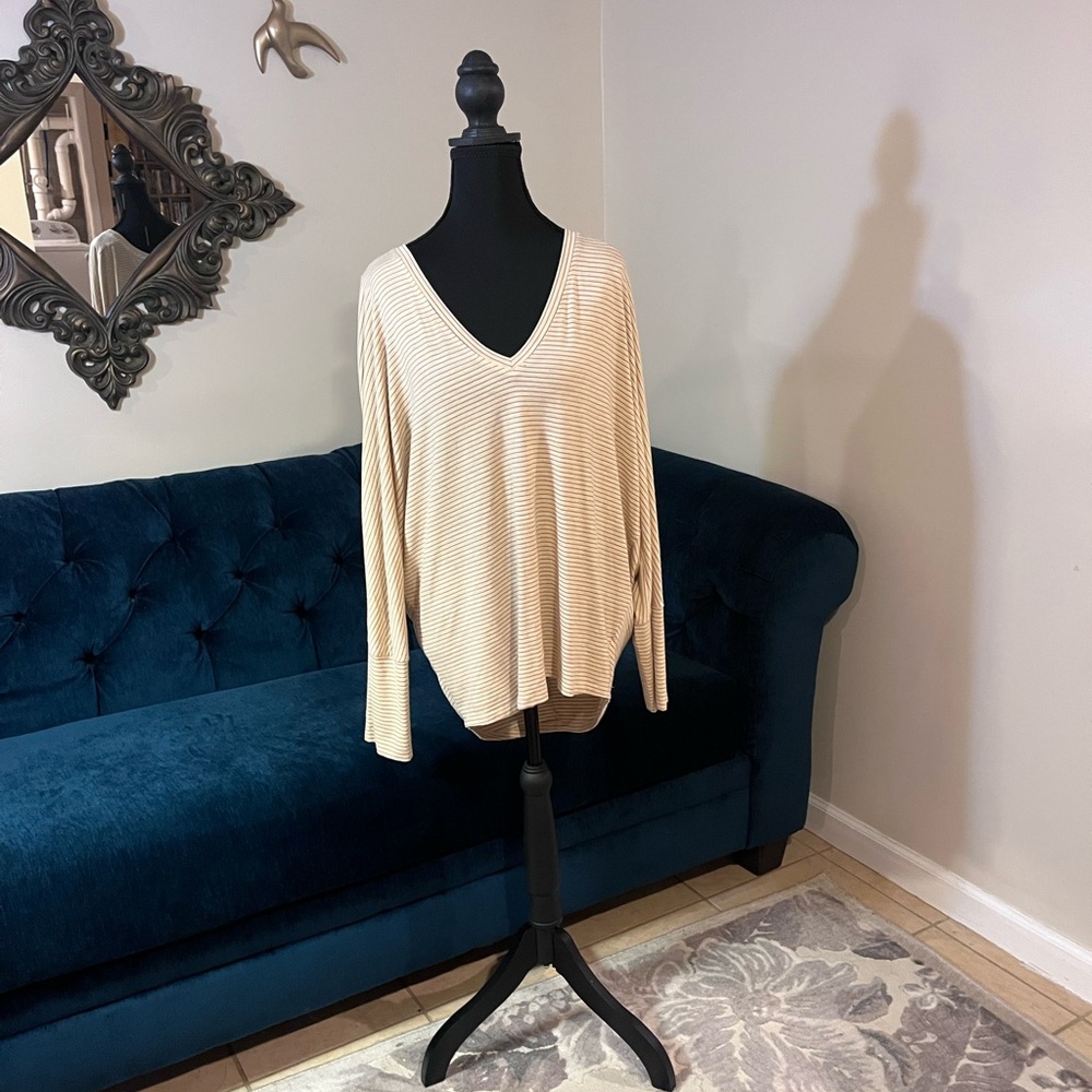 Gentle Fawn Cream Striped V-Neck Top